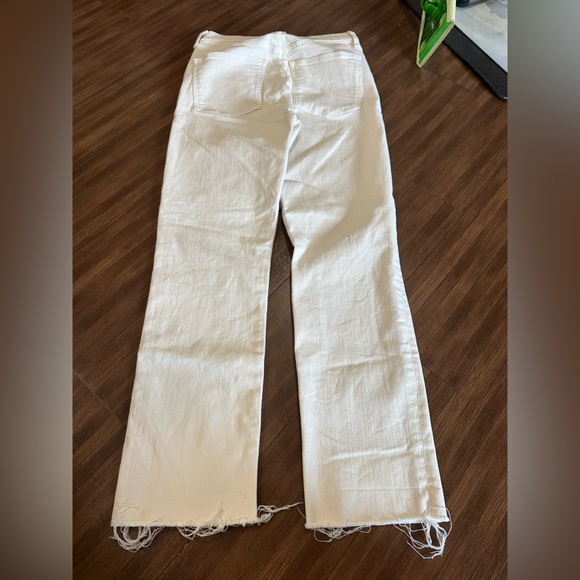 Veronica Beard Ecru Ryleigh High Rise Slim Straight Jeans Raw Hem Size 28 - Picture 9 of 9